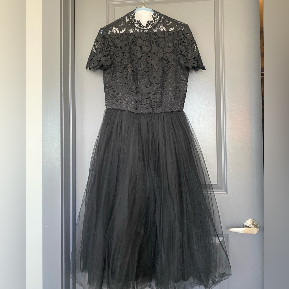 Black Chi Chi London lace and tulle dress. UK size 12. Worn once.